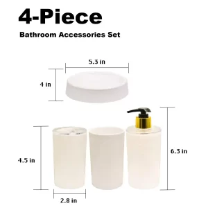 Saloox White 4 Pcs Bathroom Accessories Set