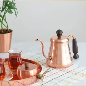 Copper Tea Kettle with Nickel-Plated Interior, 800ml, Handmade